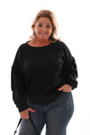 Sweater met franjes aan de mouwen zwart