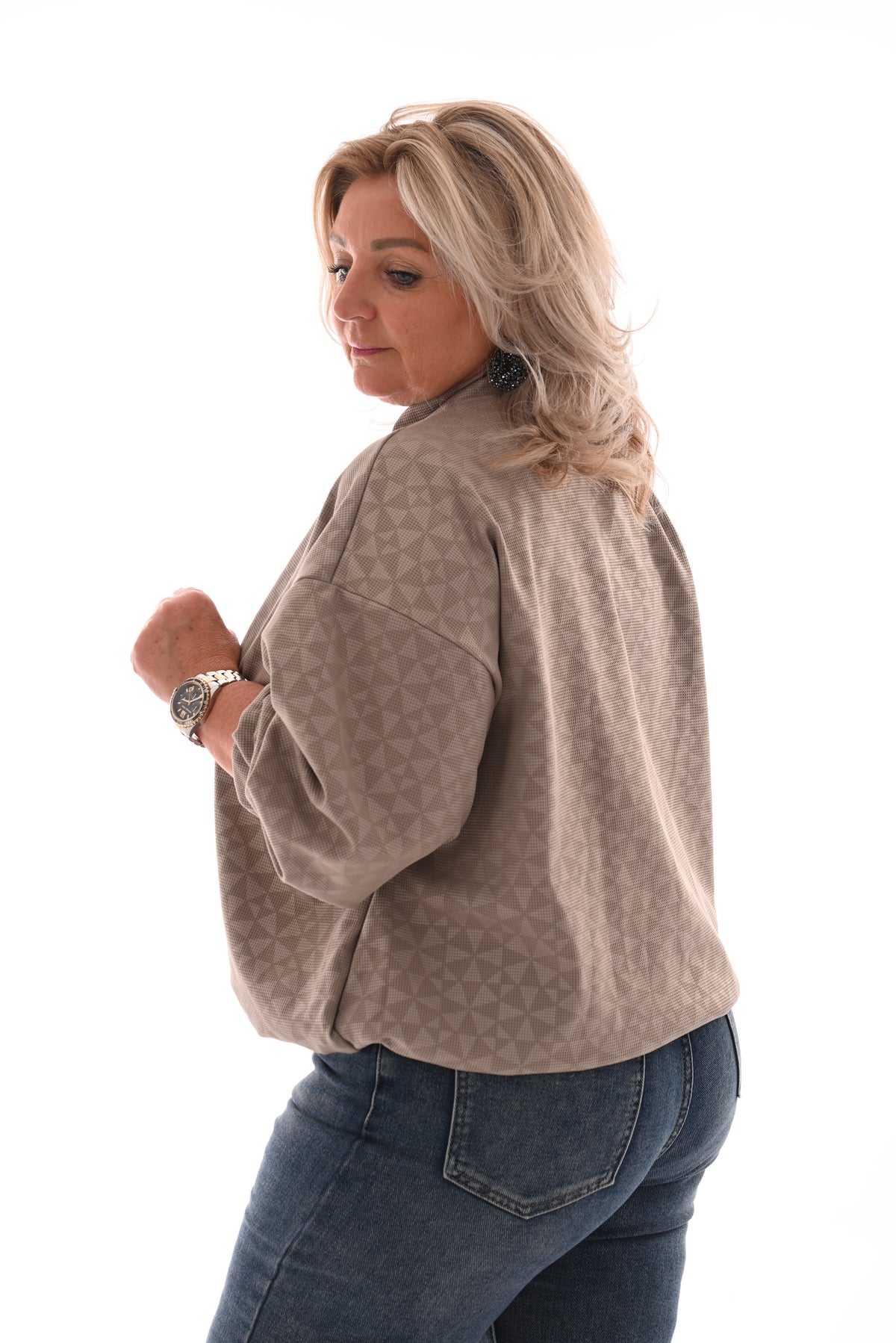 Bomber cirkels met rits taupe