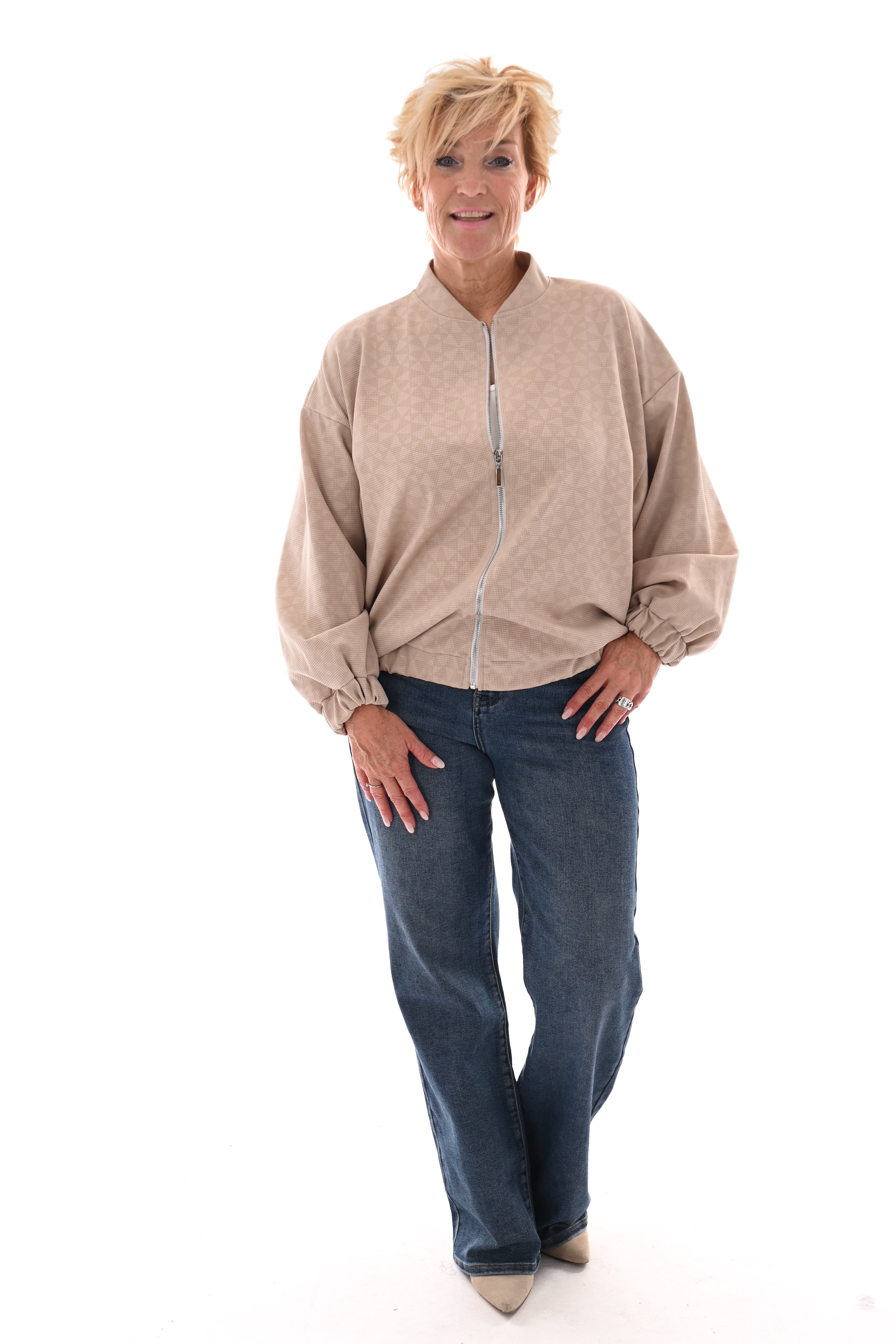 Bomber cirkels met rits beige