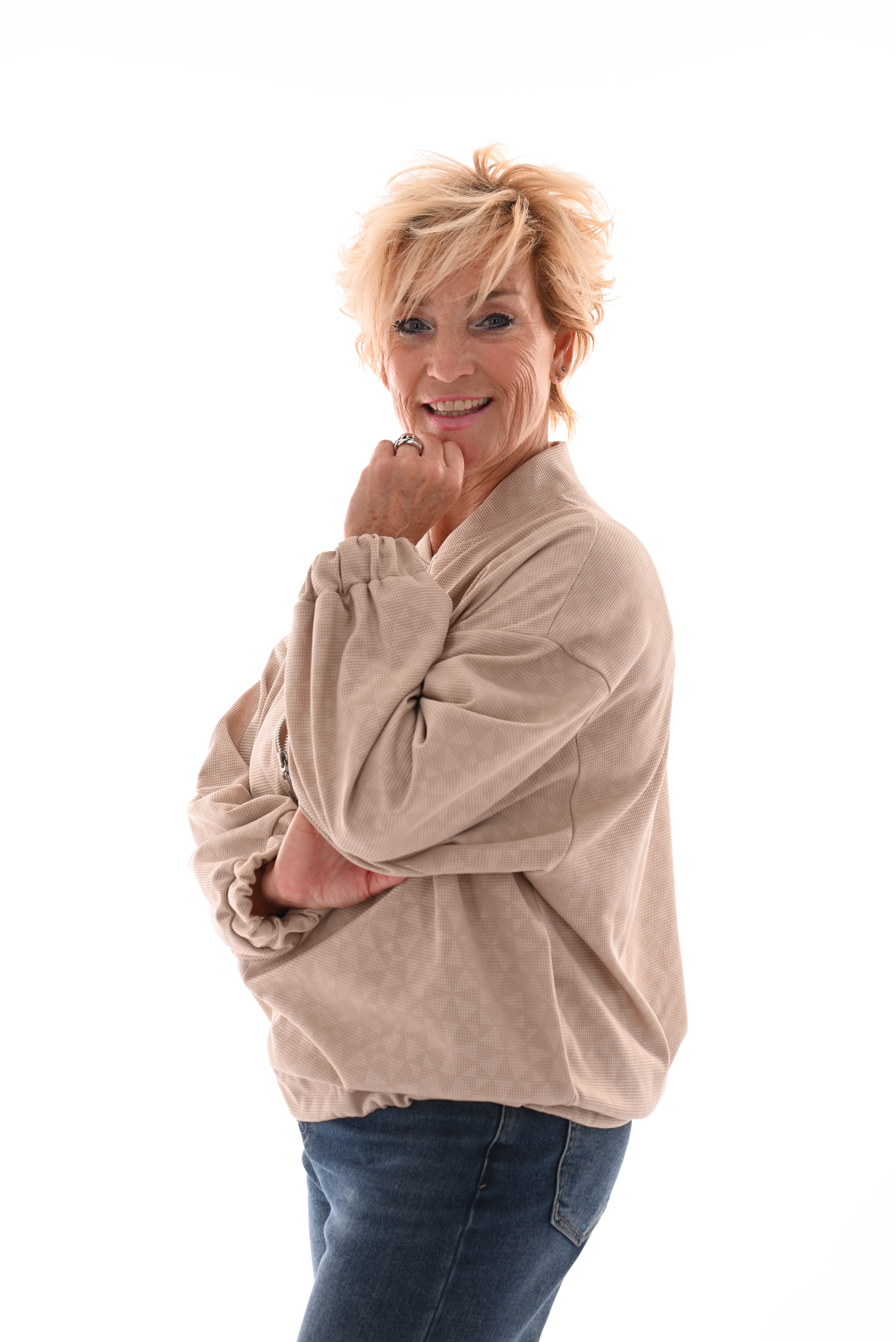 Bomber cirkels met rits beige
