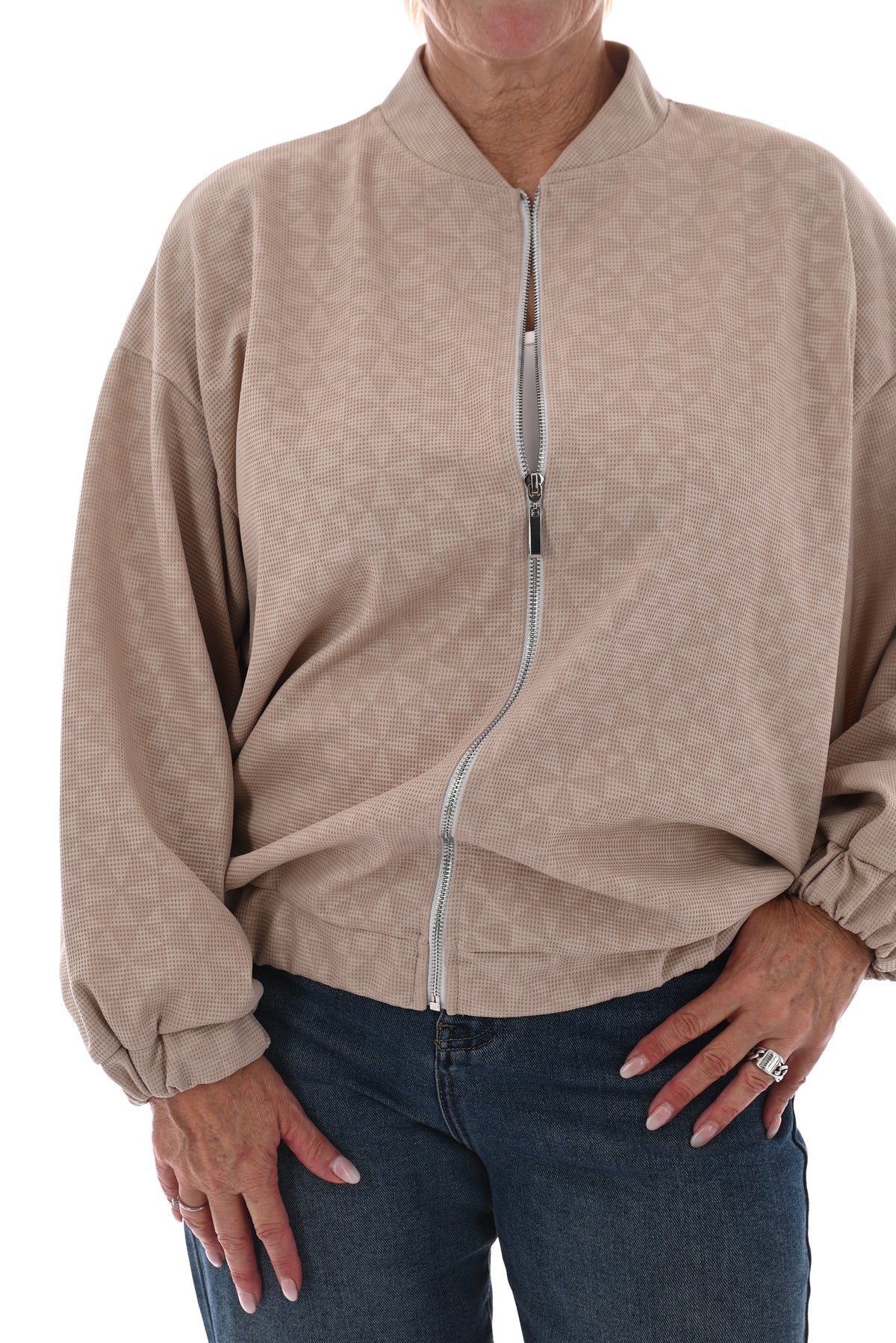 Bomber cirkels met rits beige