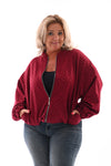 Bomber cirkels met rits bordeaux
