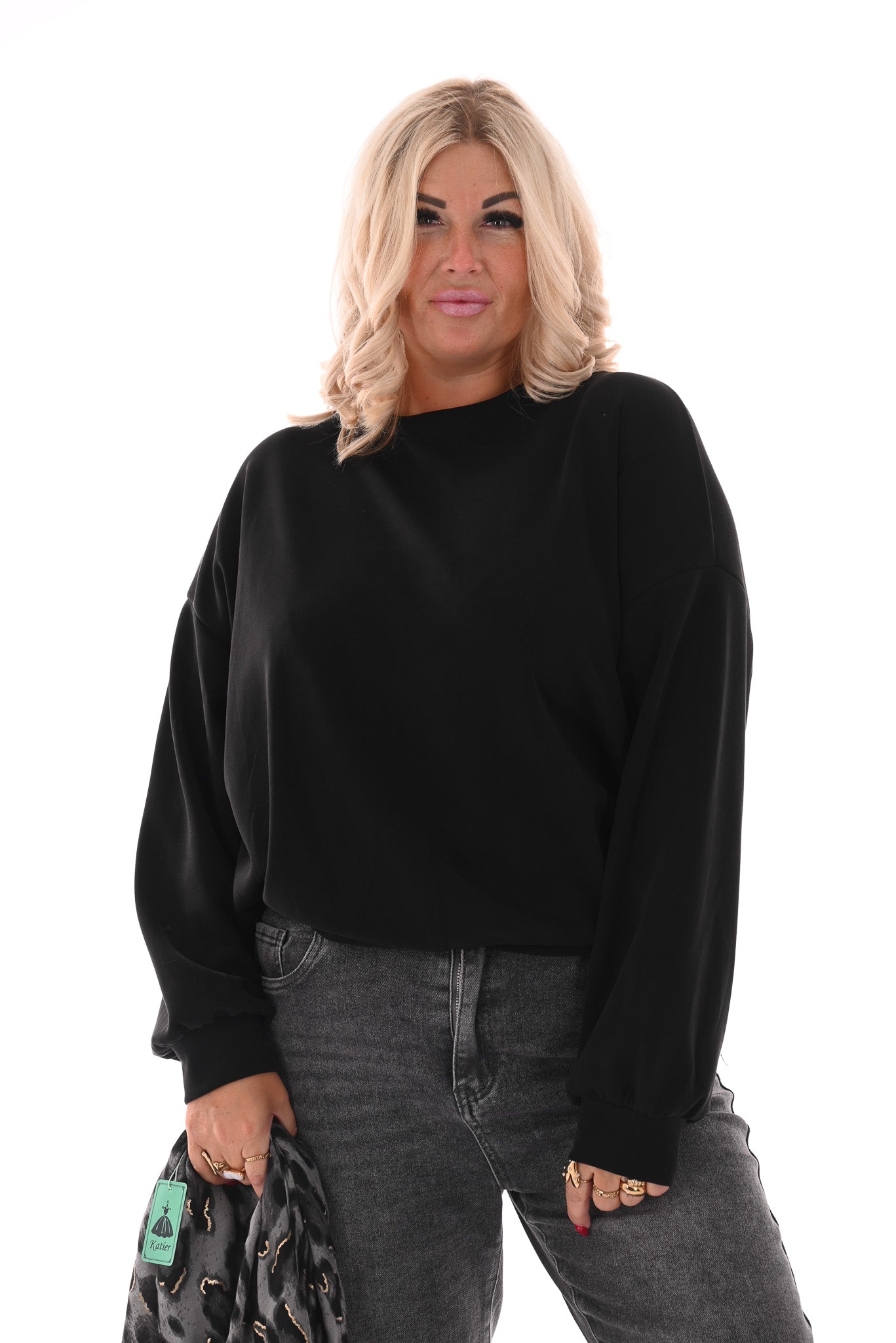 Sweater uni zwart