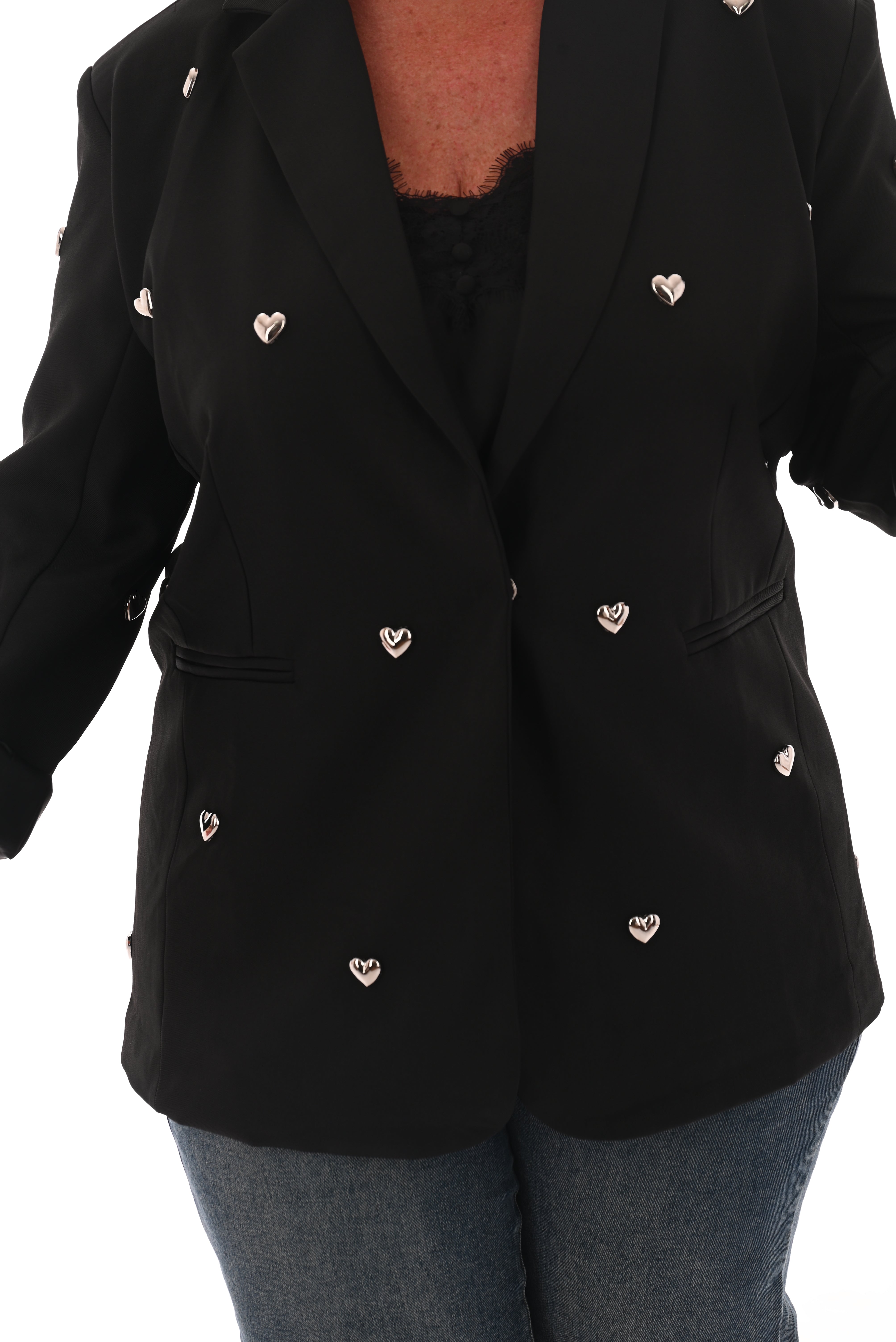 Blazer hartjes zwart