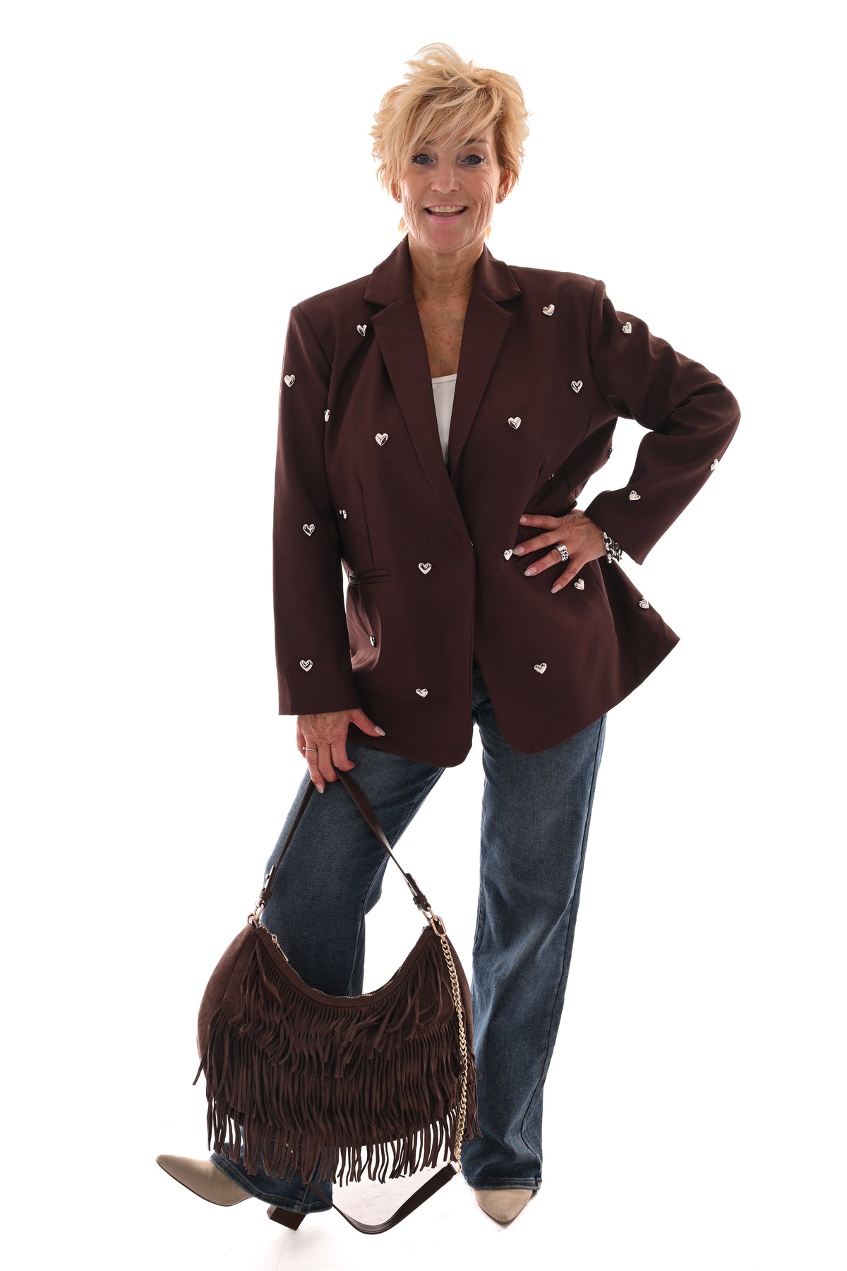 Blazer hartjes bruin