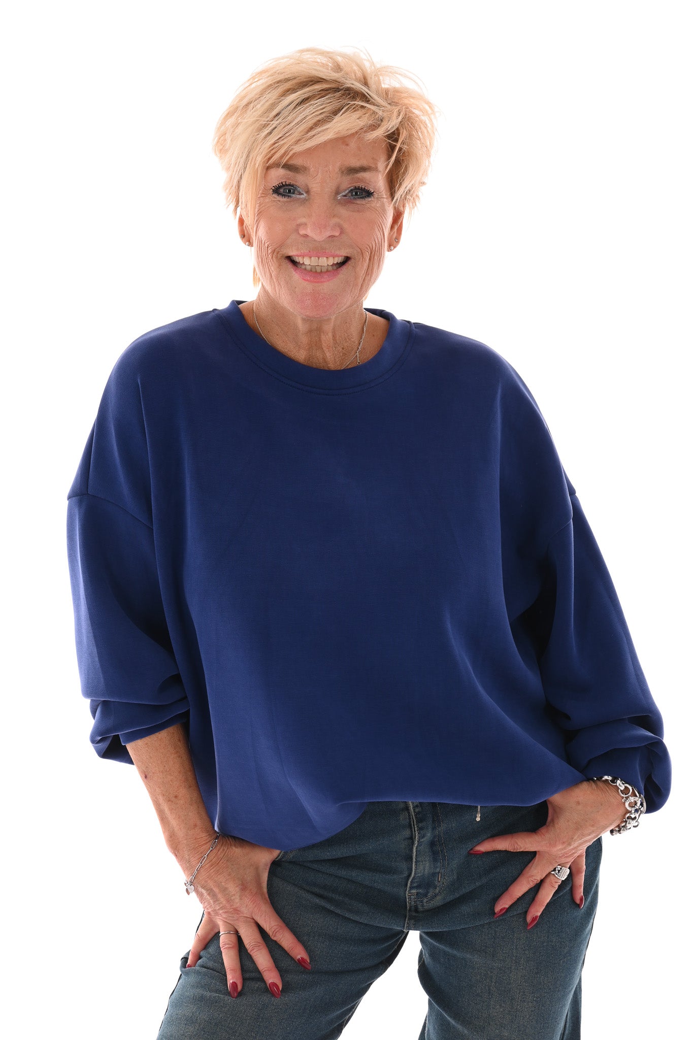 Sweater uni blauw