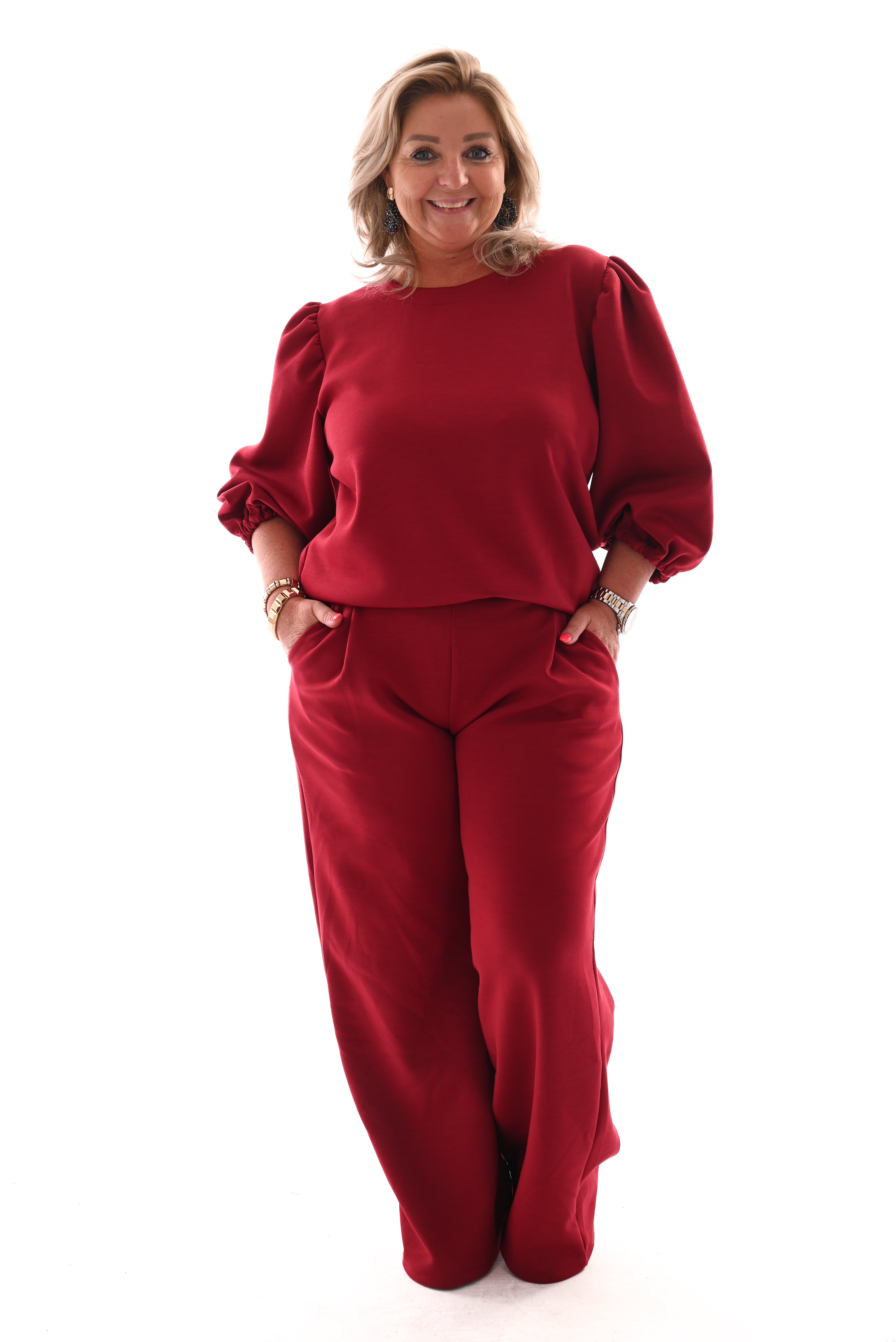 Tweedelig pak 3/4e mouwen deluxe bordeaux