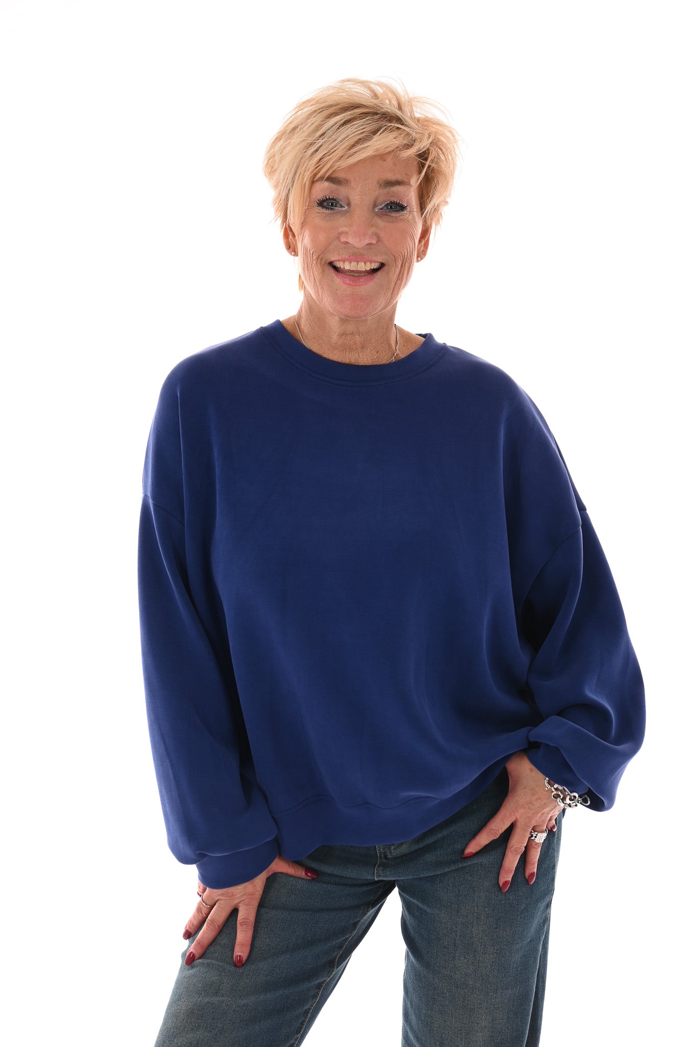 Sweater uni blauw