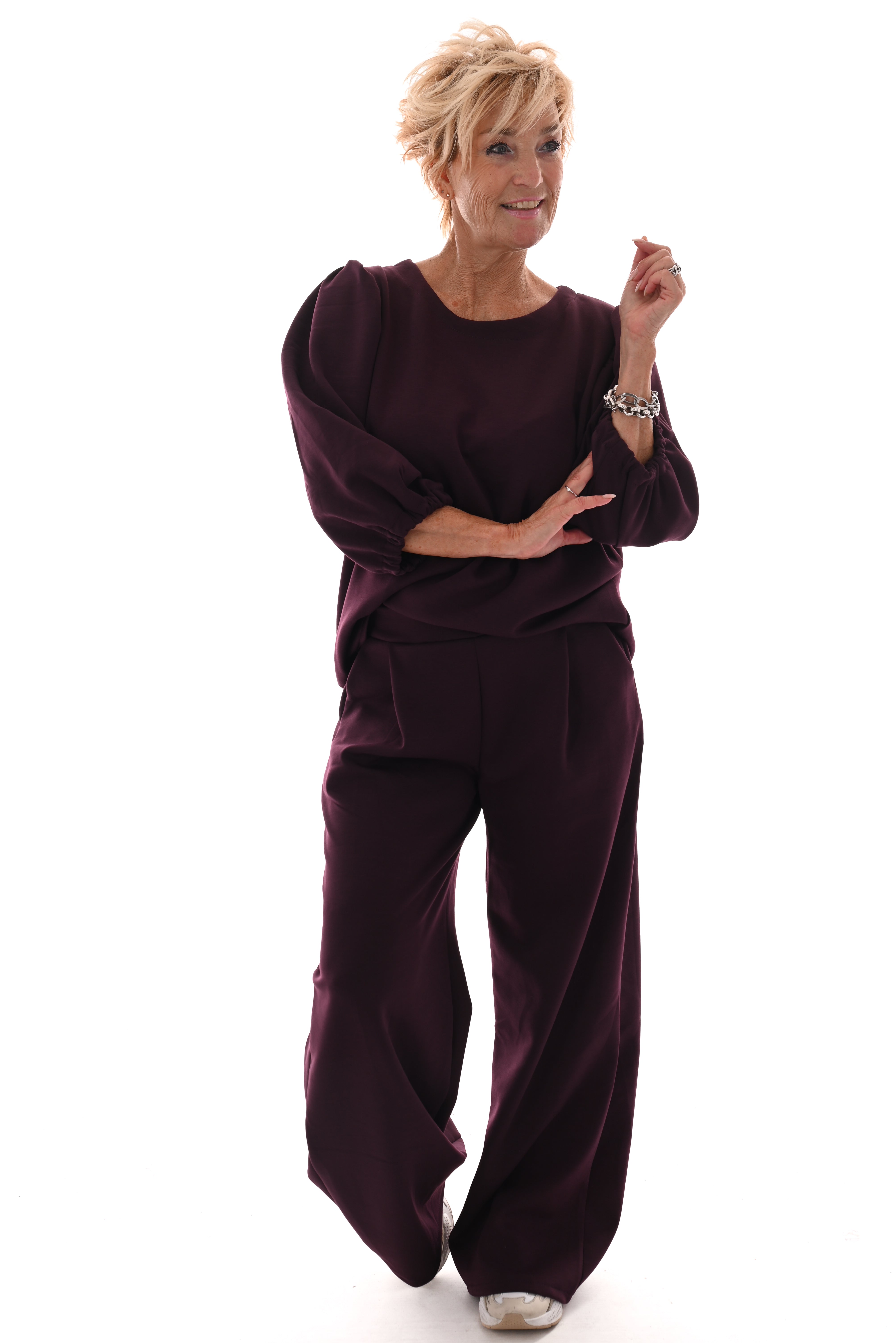 Tweedelig pak 3/4e mouwen deluxe aubergine