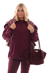 Oversized sweater ronde hals uni aubergine