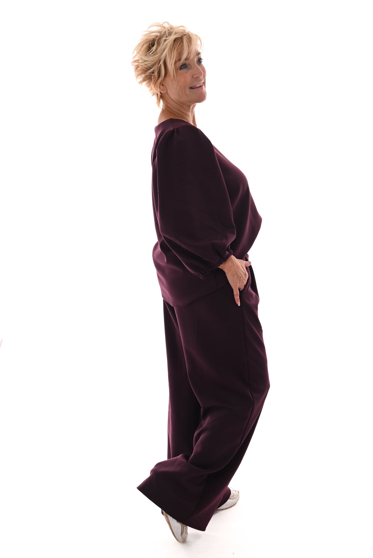 Tweedelig pak 3/4e mouwen deluxe aubergine