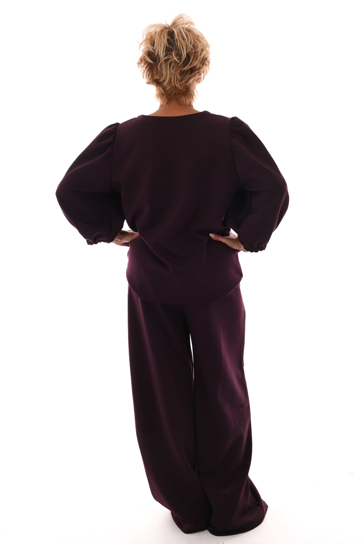 Tweedelig pak 3/4e mouwen deluxe aubergine