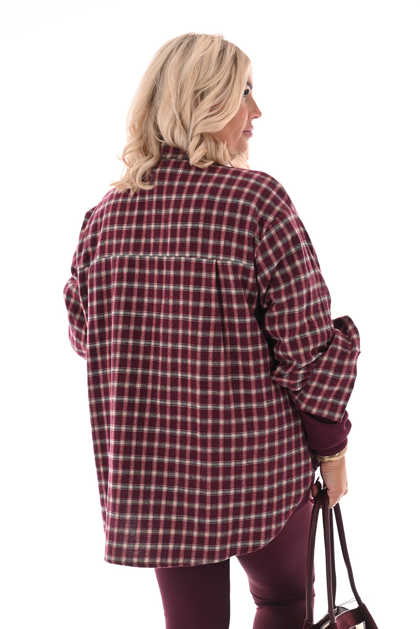 Blouse met ruit aubergine