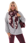 Oversized sweater ronde hals uni lichtgrijs