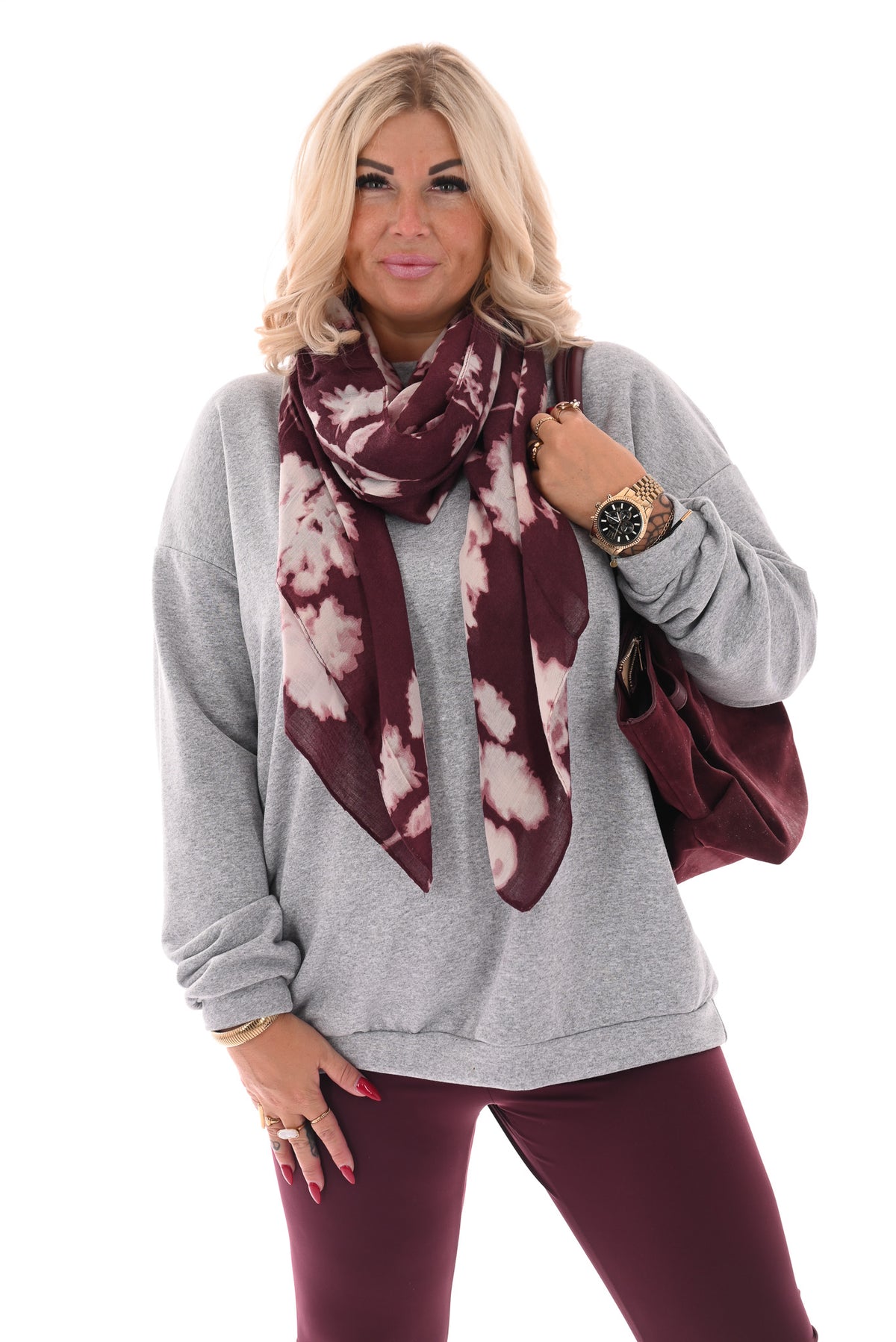 Oversized sweater ronde hals uni lichtgrijs