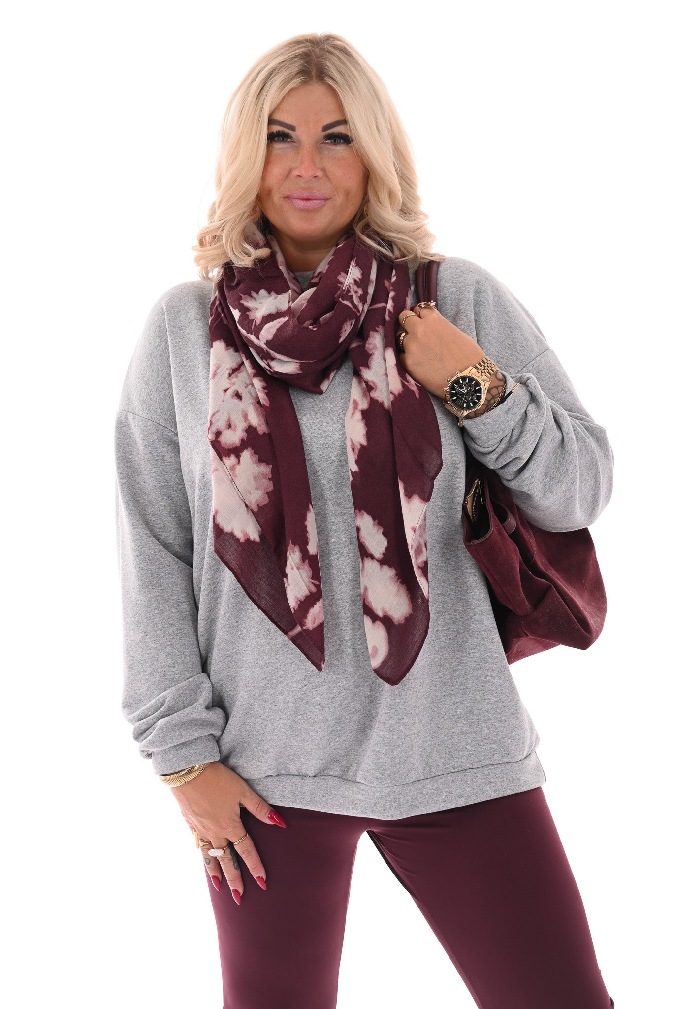 Oversized sweater ronde hals uni lichtgrijs