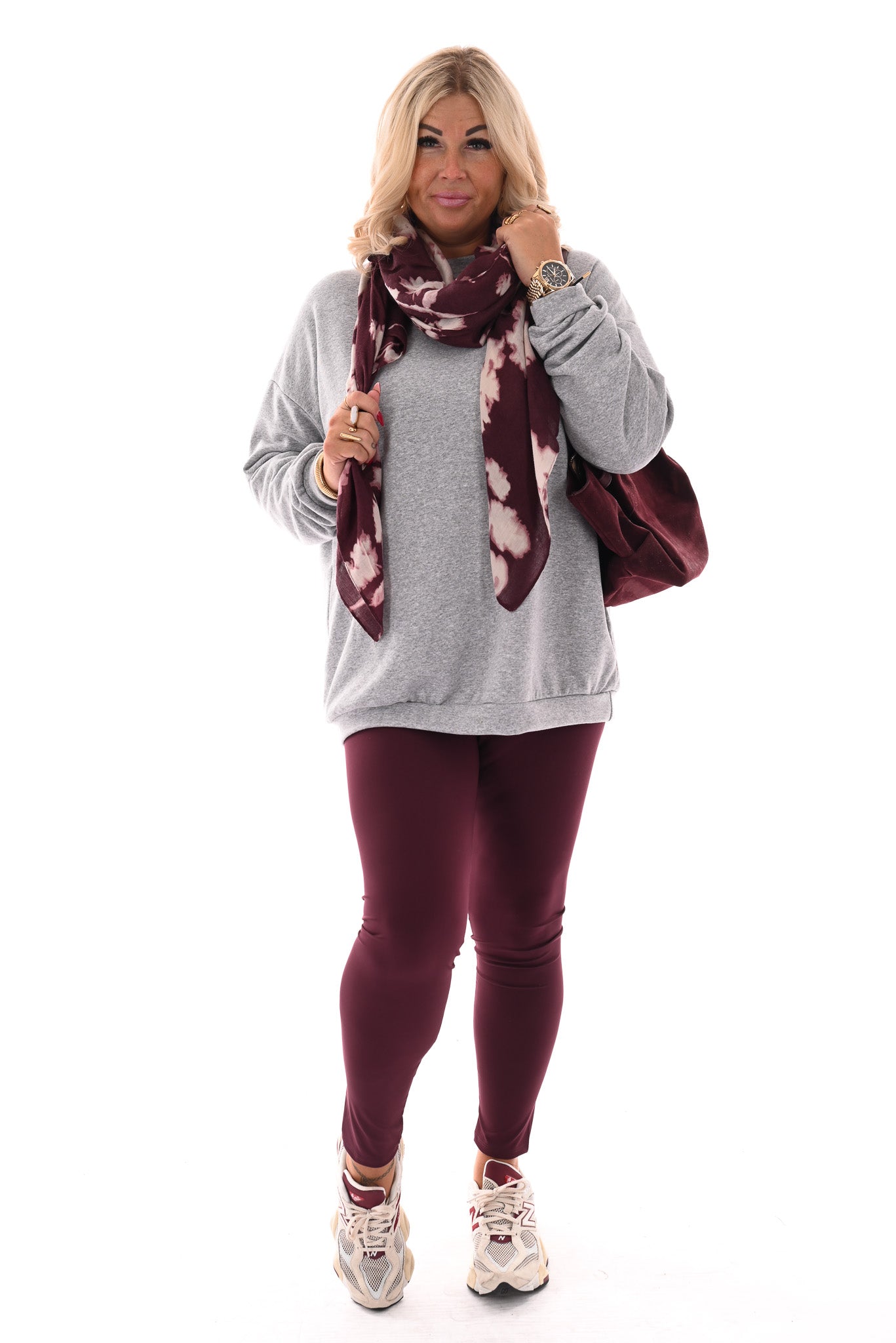 Oversized sweater ronde hals uni lichtgrijs