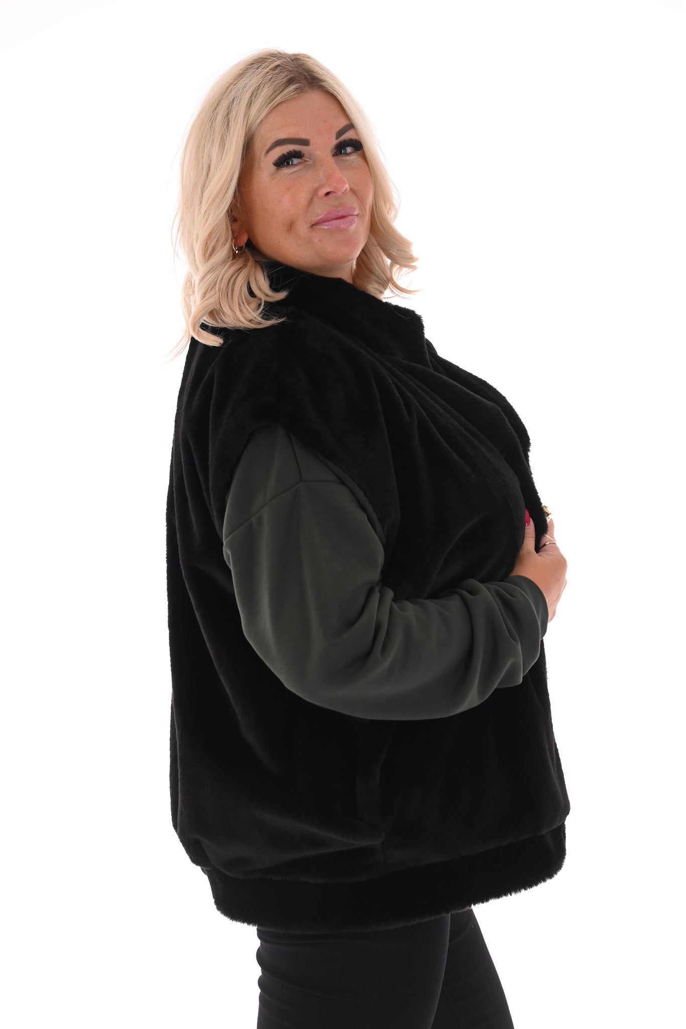 Gilet faux fur met zakken zwart