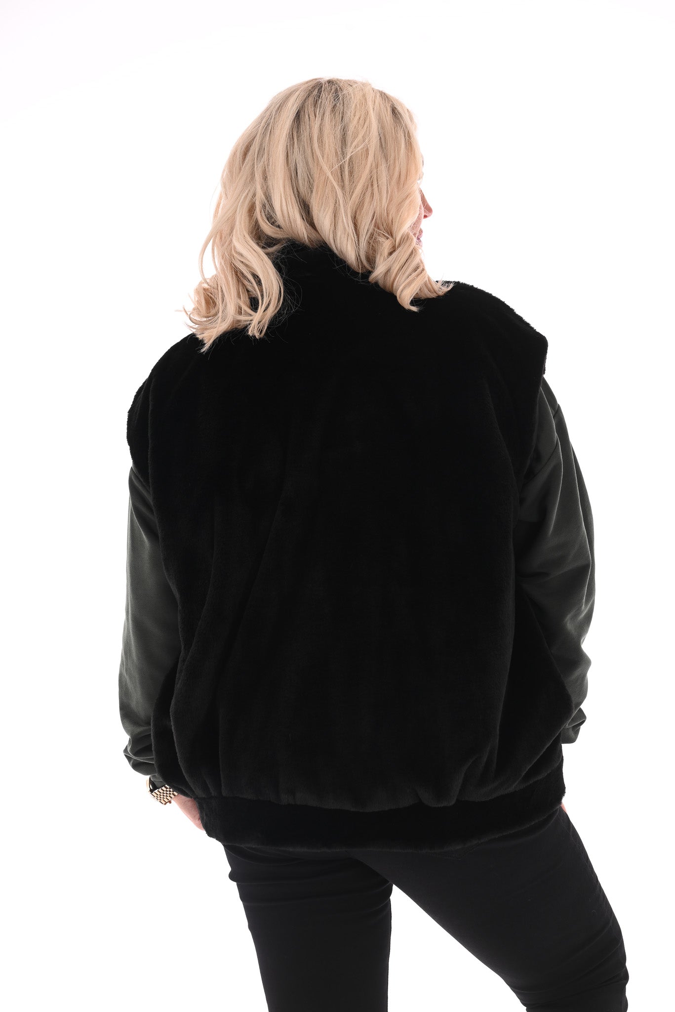 Gilet faux fur met zakken zwart