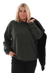 Oversized sweater ronde hals uni legergroen