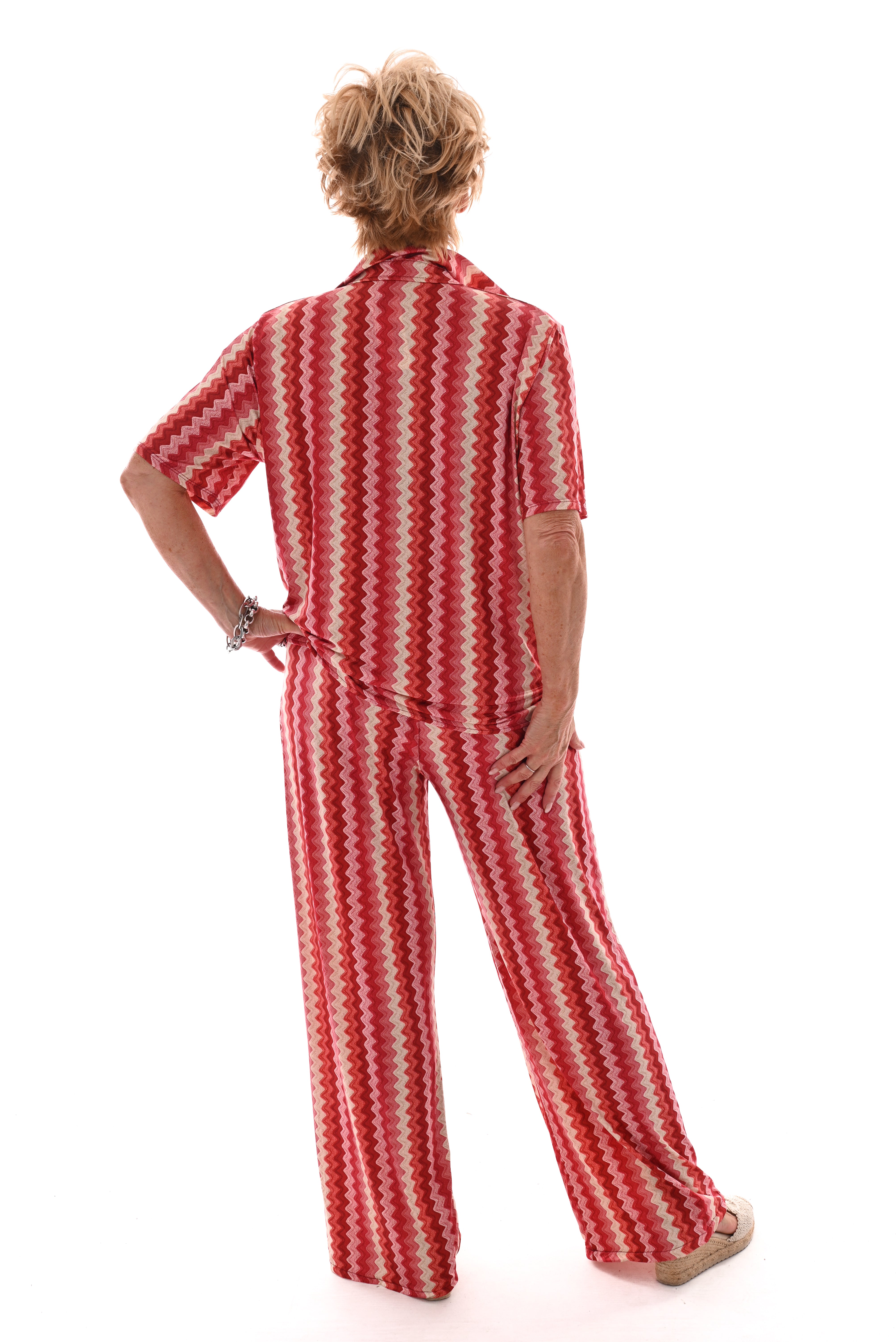 Tweedelig set korte mouwen zigzag rood