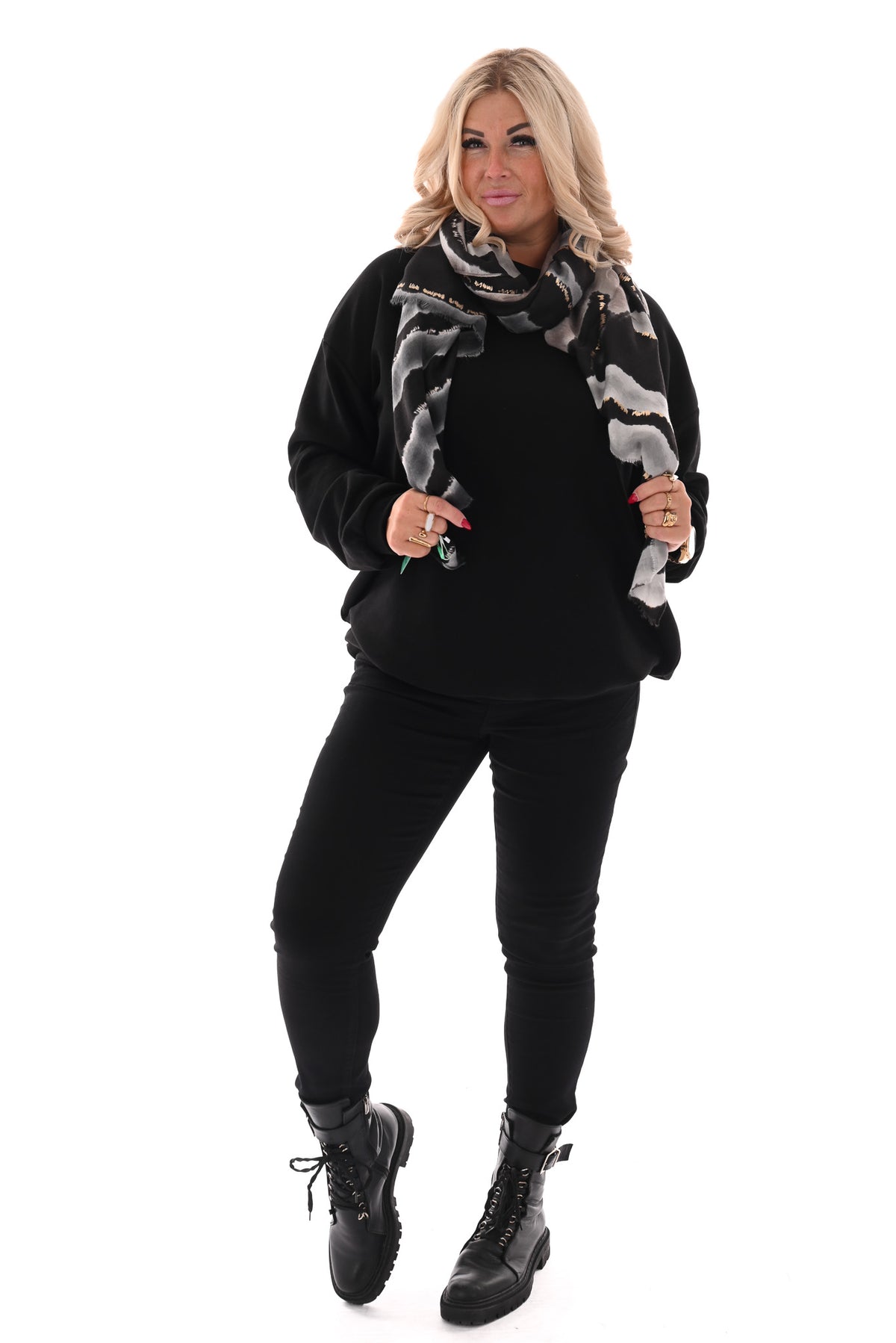 Oversized sweater ronde hals uni zwart