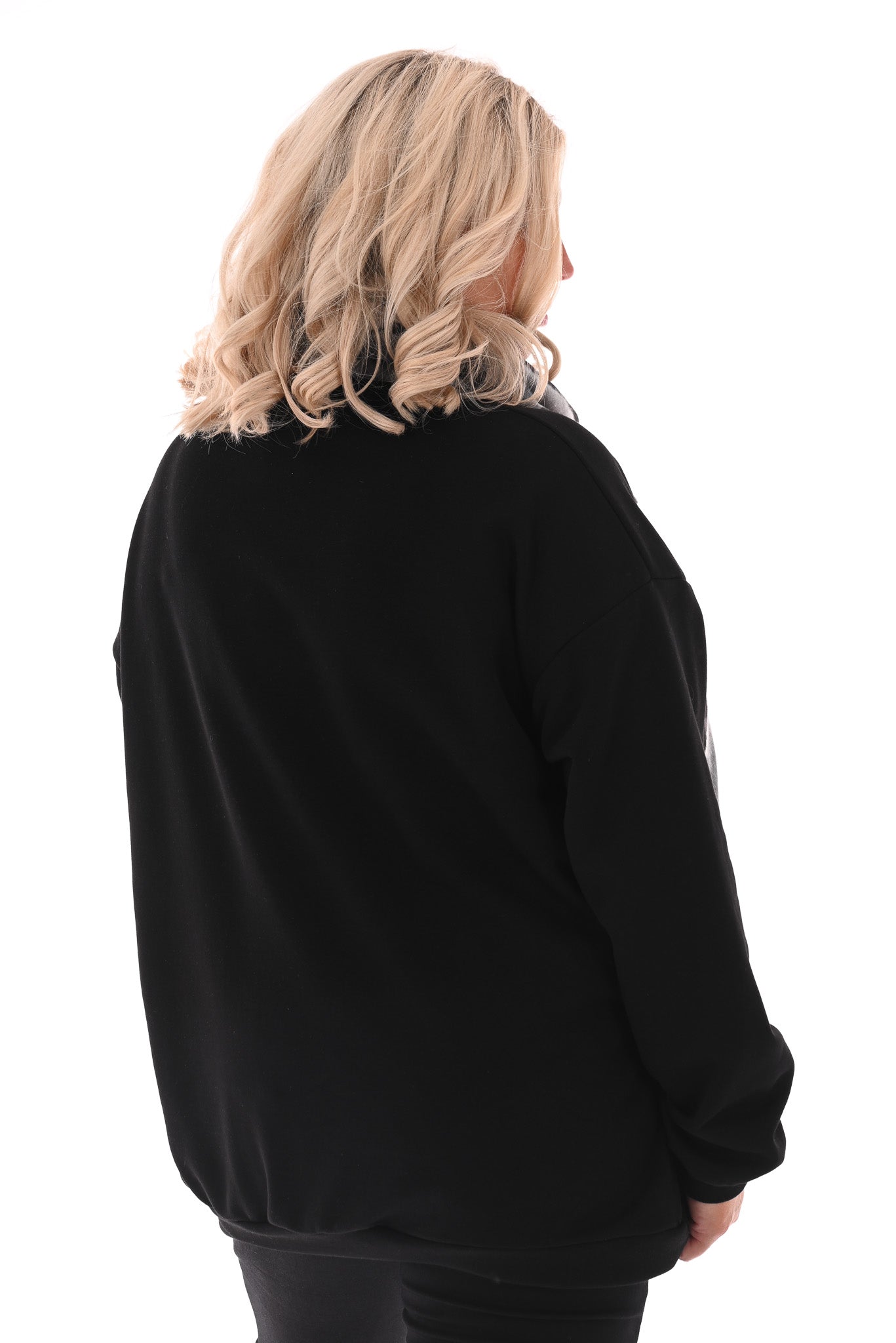 Oversized sweater ronde hals uni zwart
