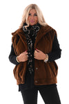 Gilet faux fur met zakken bruin