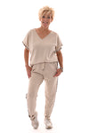 Tweedelig set korte mouwen panter glitterbies beige