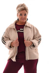 Boucle jas bies strepen beige