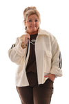 Boucle jas bies strepen roomwit