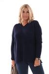 Trui lijnen v-hals marineblauw