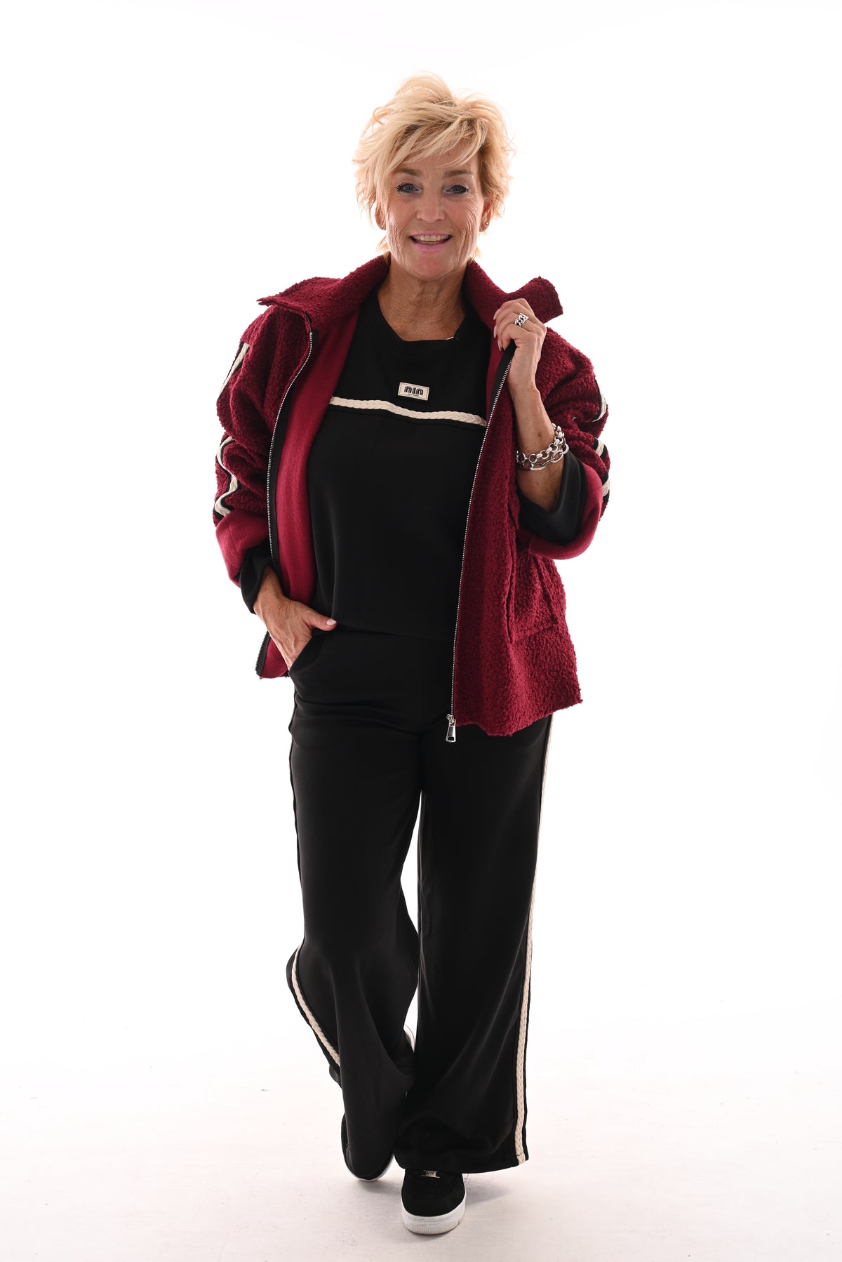 Boucle jas bies strepen bordeaux