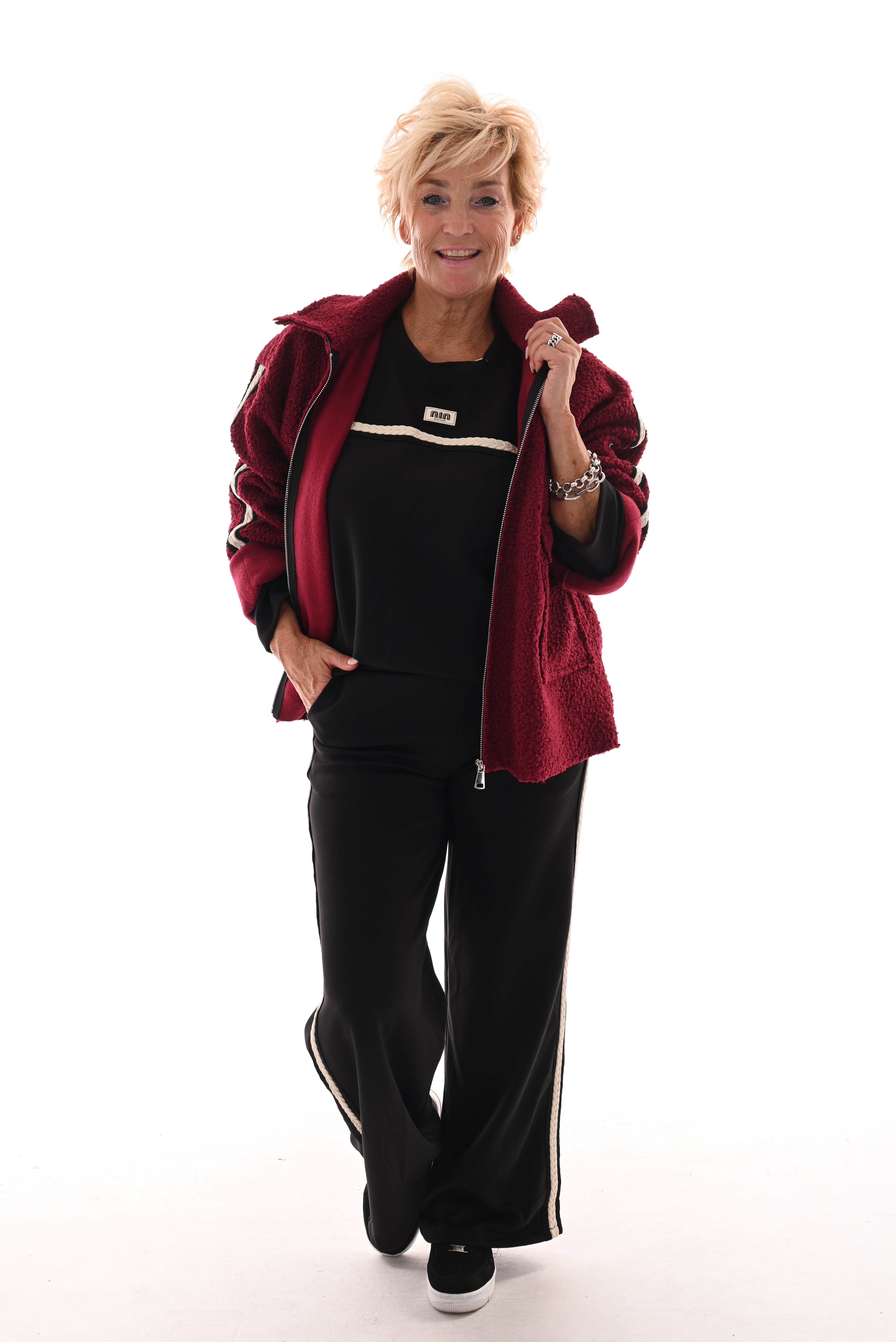 Boucle jas bies strepen bordeaux