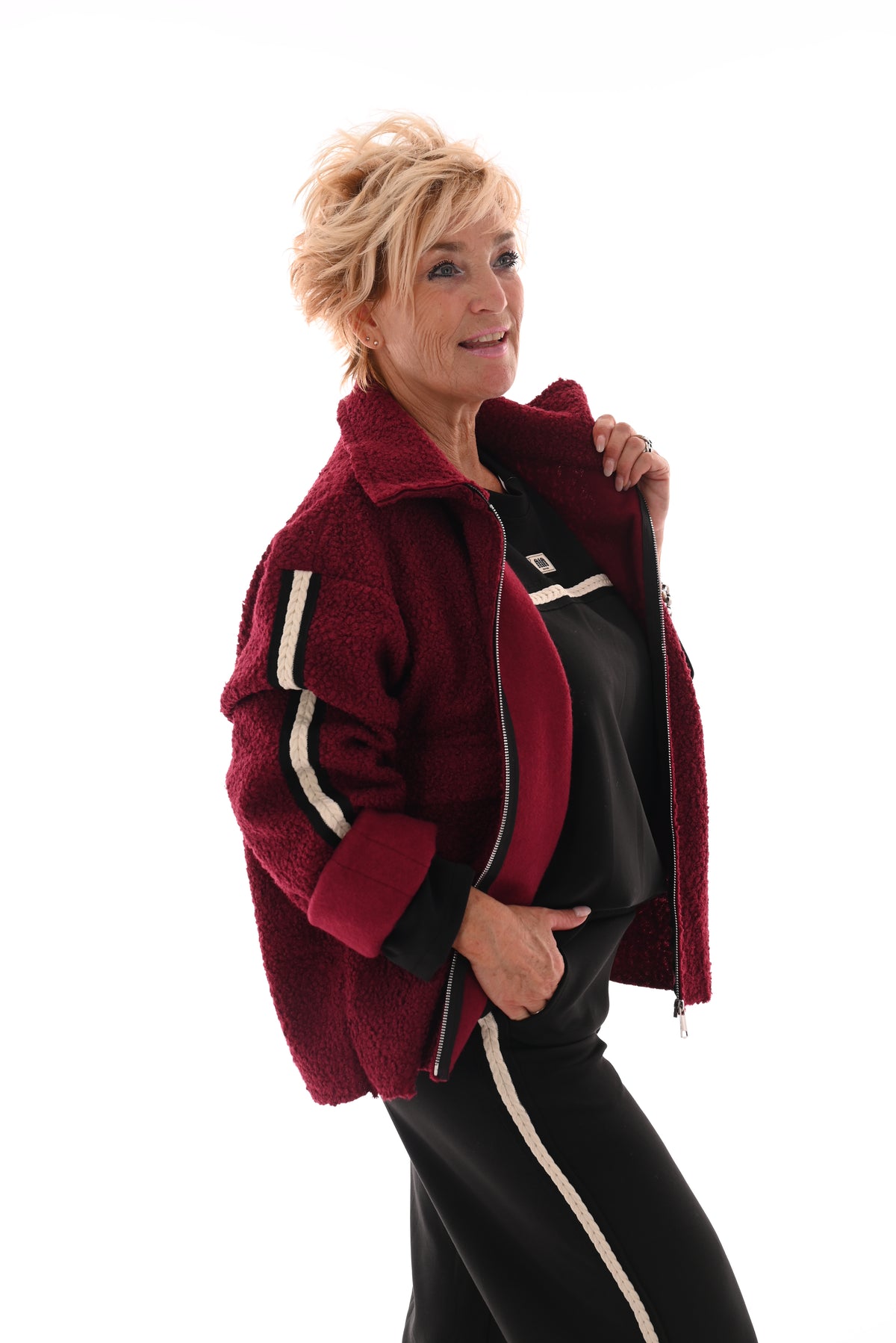 Boucle jas bies strepen bordeaux
