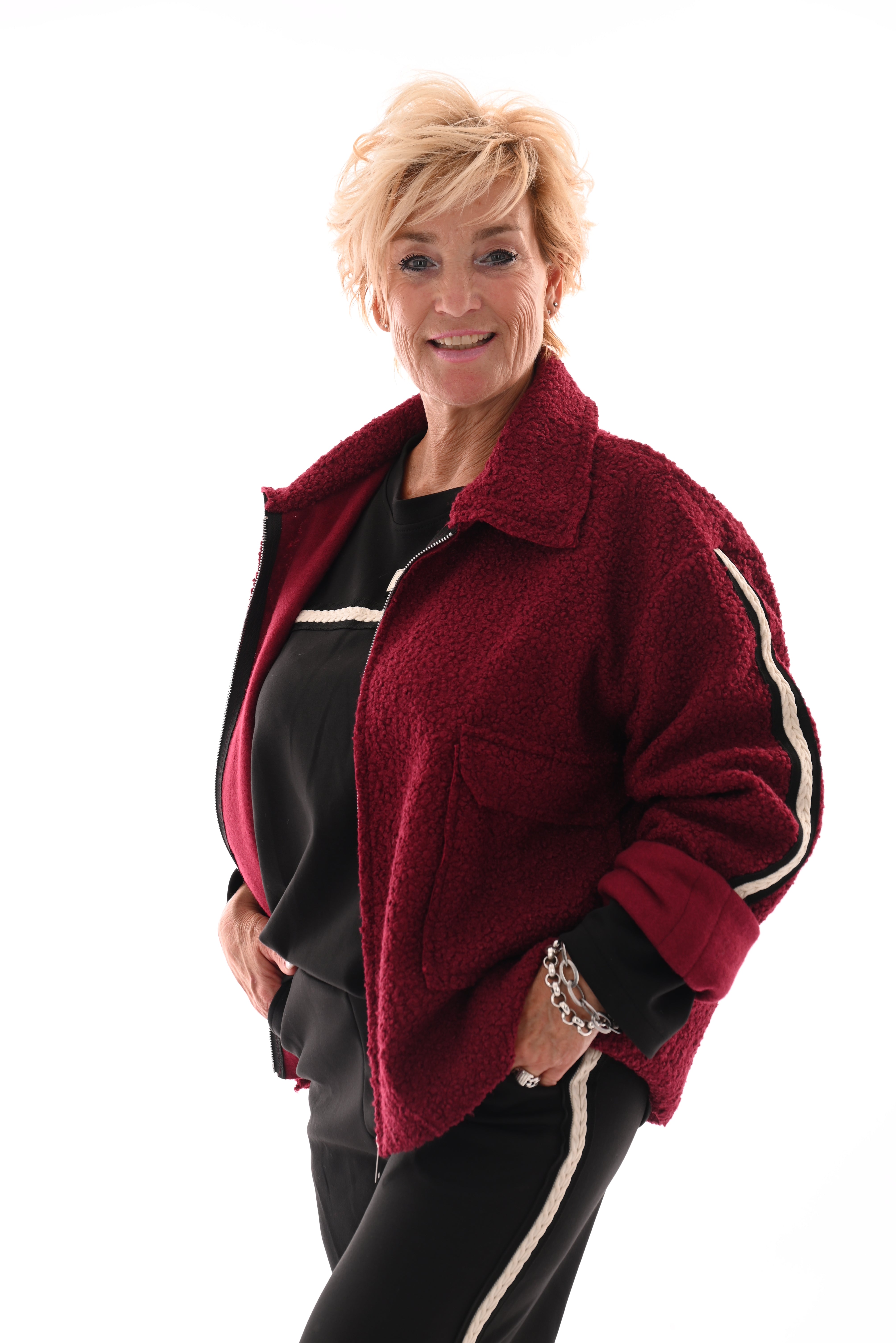 Boucle jas bies strepen bordeaux