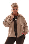 Boucle jas bies strepen camel