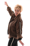 Boucle jas bies strepen bruin
