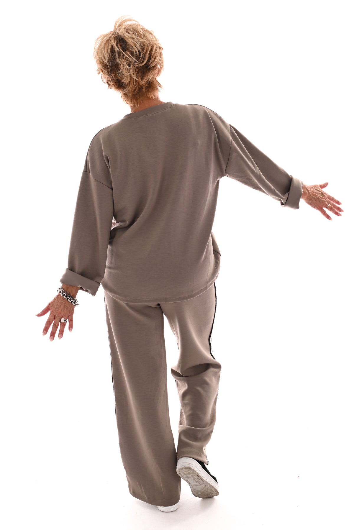 Tweedelig set nin strepenbies taupe