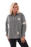 Houthakkers blouse met applicatie zwart/wit