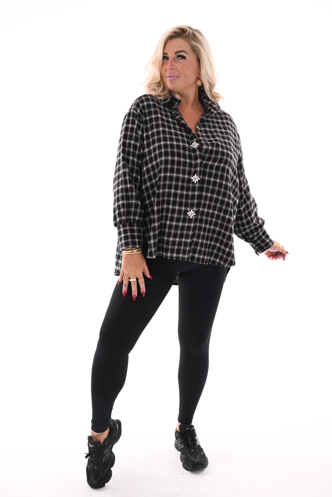 Blouse met ruit zwart