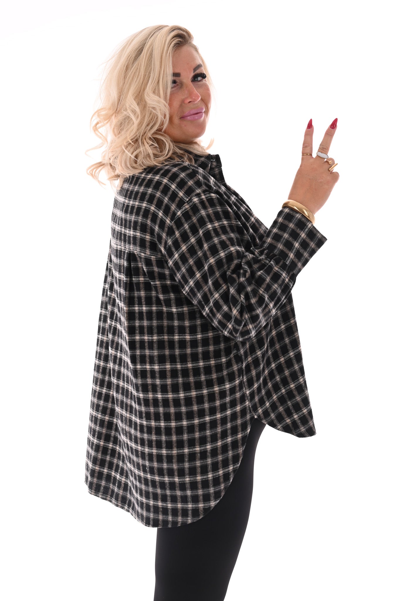 Blouse met ruit zwart