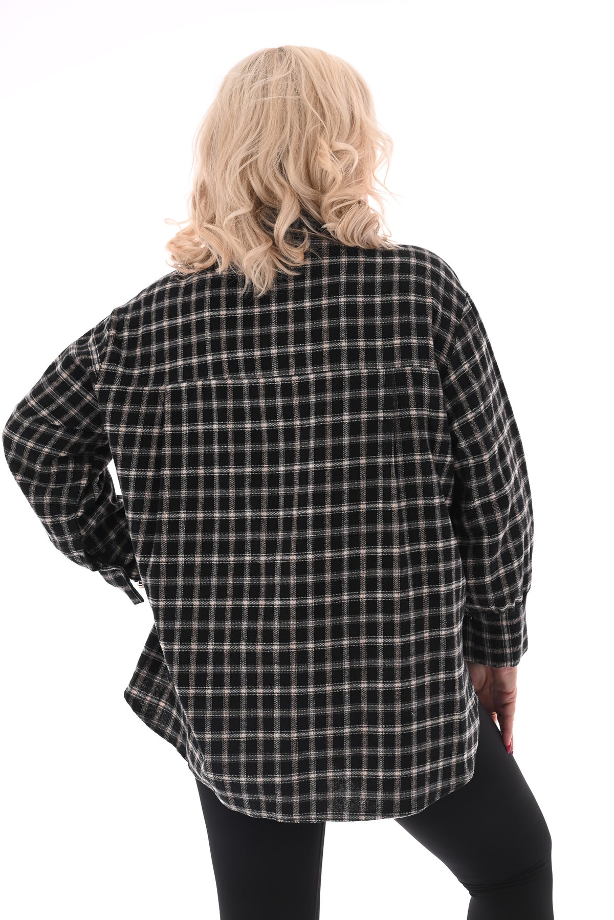 Blouse met ruit zwart