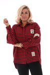 Houthakkers blouse met applicatie rood