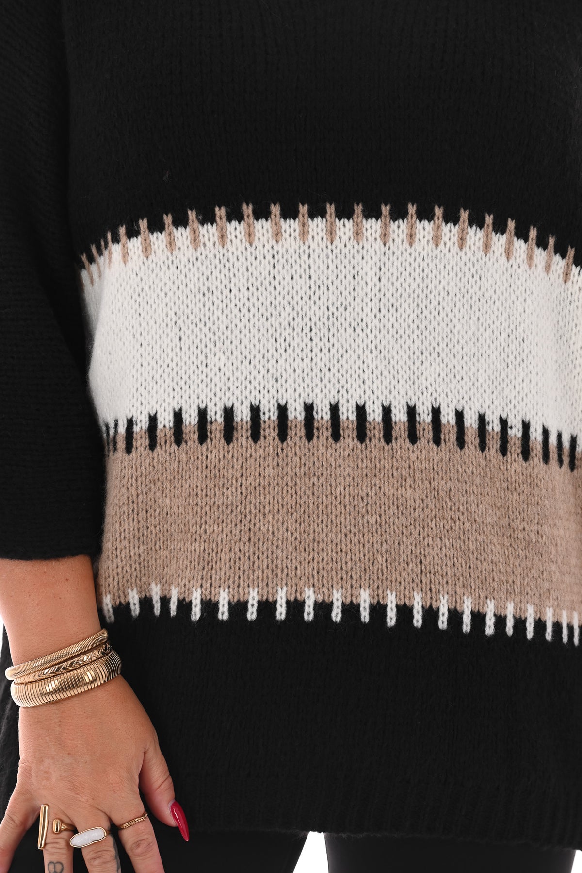 Gebreide trui v-hals zwart