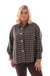 Blouse met ruit donkerbruin