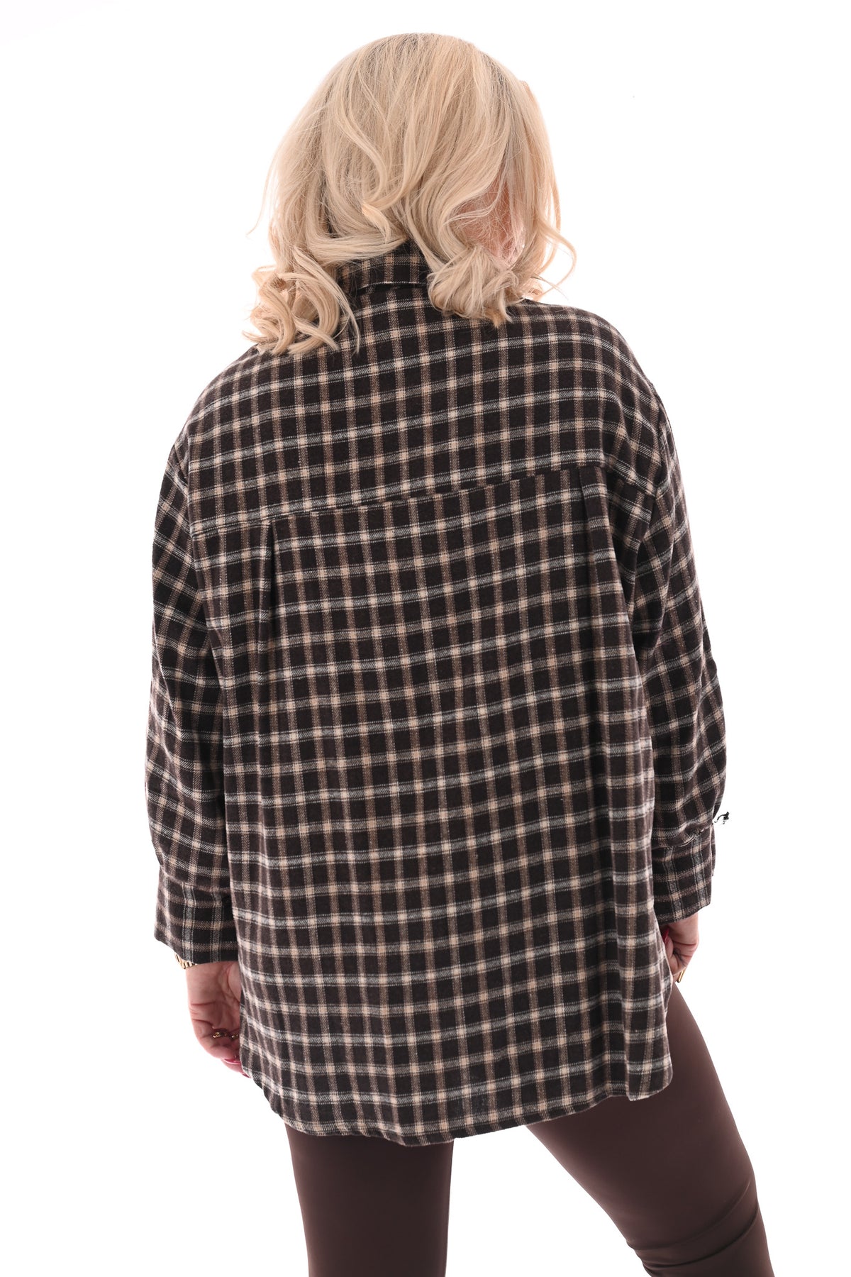 Blouse met ruit donkerbruin