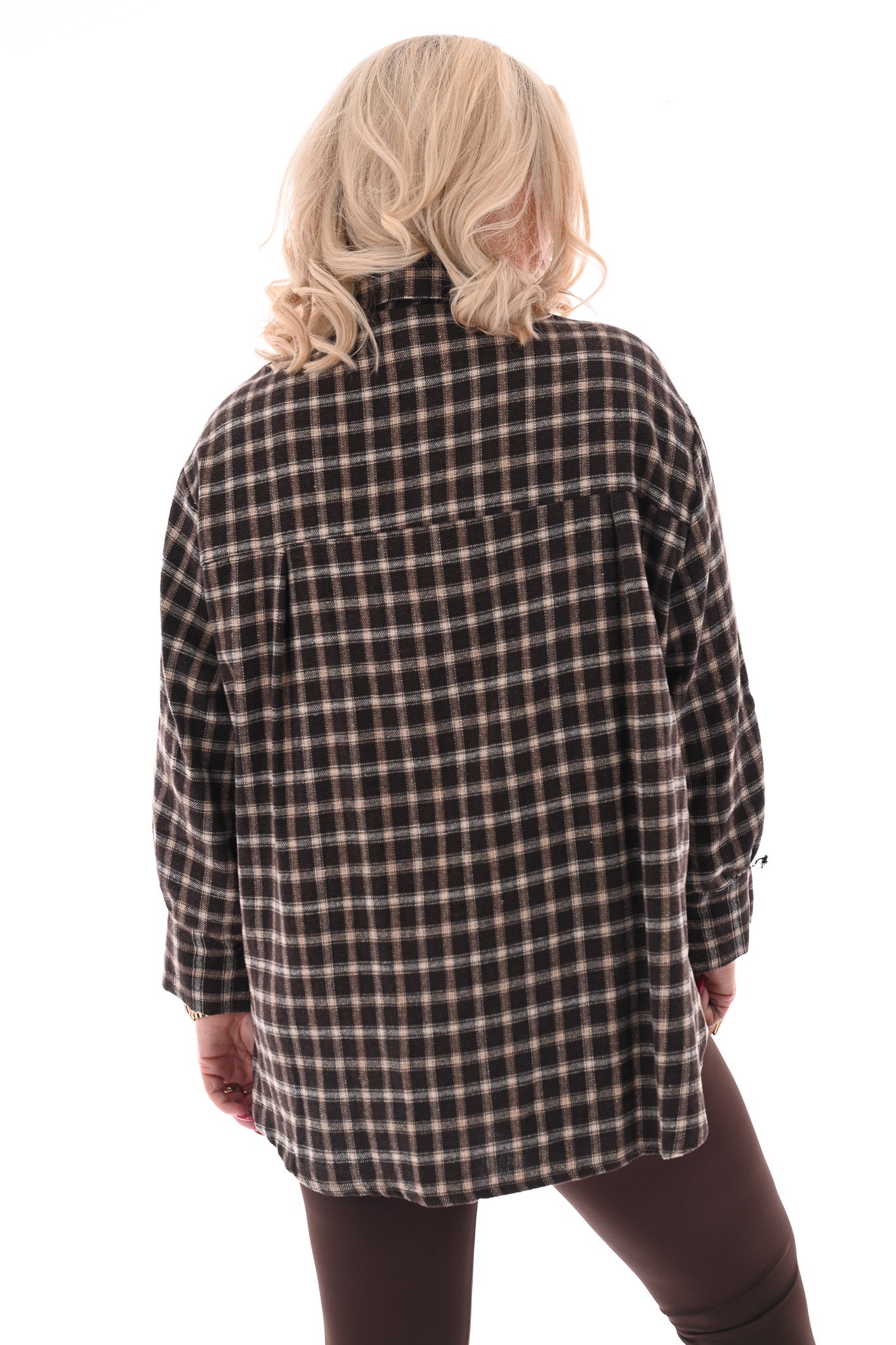 Blouse met ruit donkerbruin
