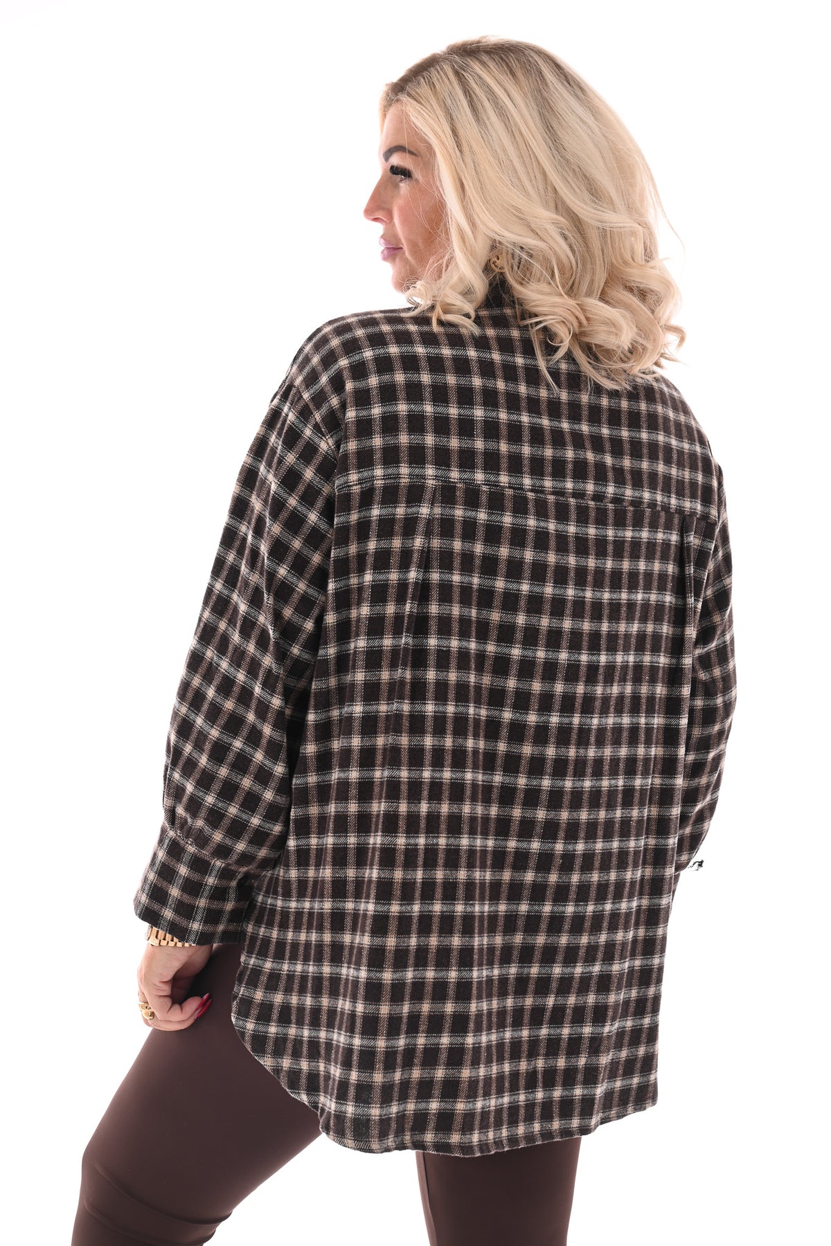 Blouse met ruit donkerbruin