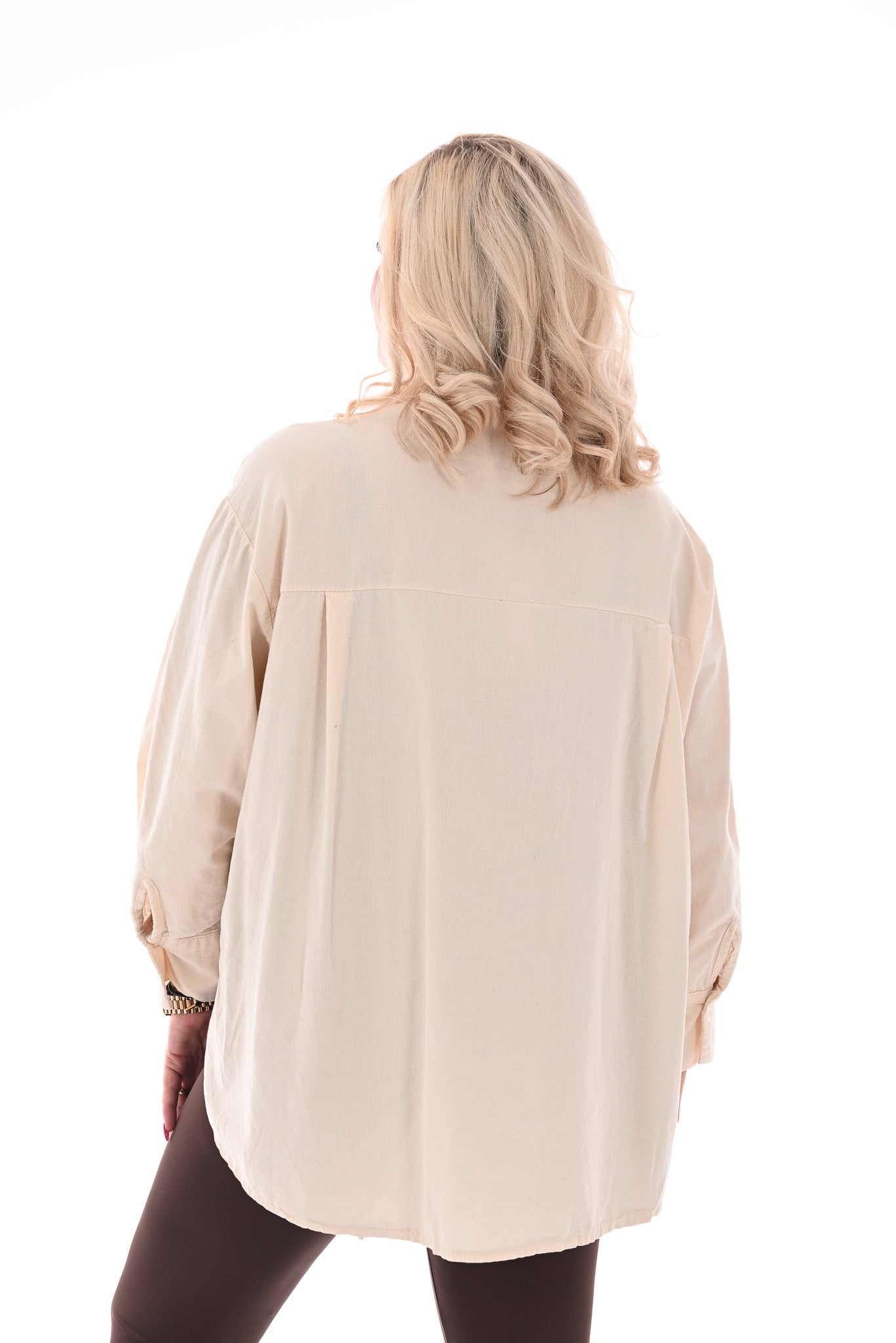 Rib blouse met broche roomwit